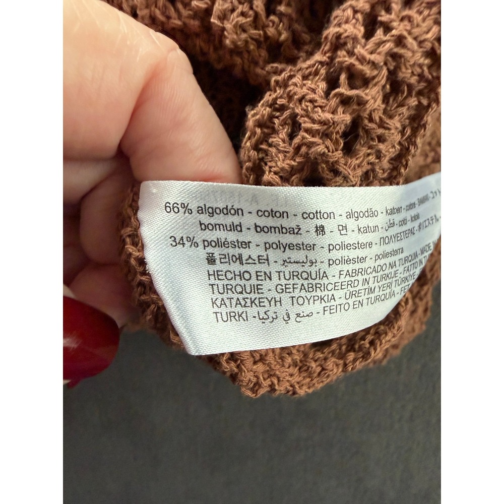 Zara Crochet Knit Sweater Dress Womens S Brown Bohemian Cottagecore Indie Boho - Picture 7 of 10